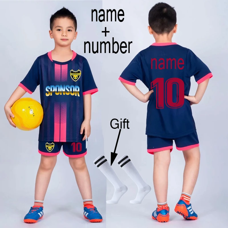 Custom Kids Football Uniforms Boys Girl Soccer Jerseys Custom Child Soccer Jersey Set Sportswear T-shirt Sports Suit with Socks