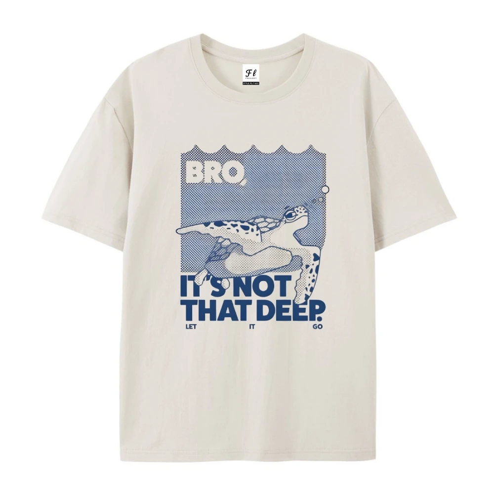 タートルブロ！それはとても深い夏ではありません。ピュアコットンTシャツ、カジュアルクルーネックトップTシャツ、カメ好きへのギフト、ユニセックススタイルの服