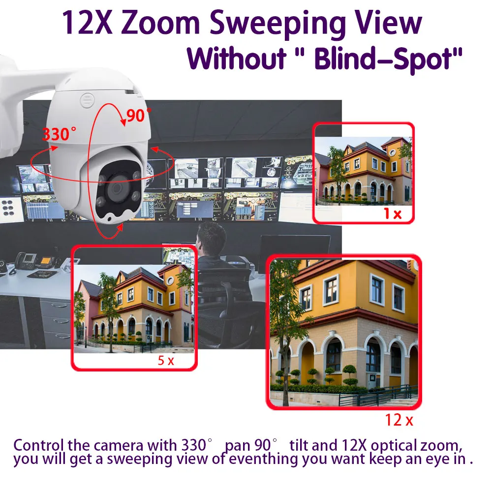 10X Zoom 4K POE PTZ IP Dome Security Camera Outdoor Color Night Vision CCTV Network Surveillance Cameras 8MP Two Way Audio 5MP