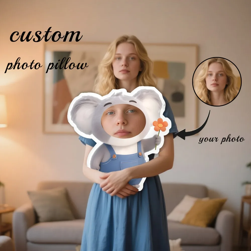 A Creative Custom Koala Body Pillow, DIY Custom Face Pillow with Your Own Picture, a Fun Gift for Her, Girlfriend, Wife, Colleague, Friend, Brother, Unique Gift for Anniversary, Birthday, Father's Day, Mother's Day, Halloween, Christmas, Christmas Eve, Valentine's Day, Personalized Anniversary, Thanksgiving, Easter, April Fool's Day, Carnival, National Day view 2