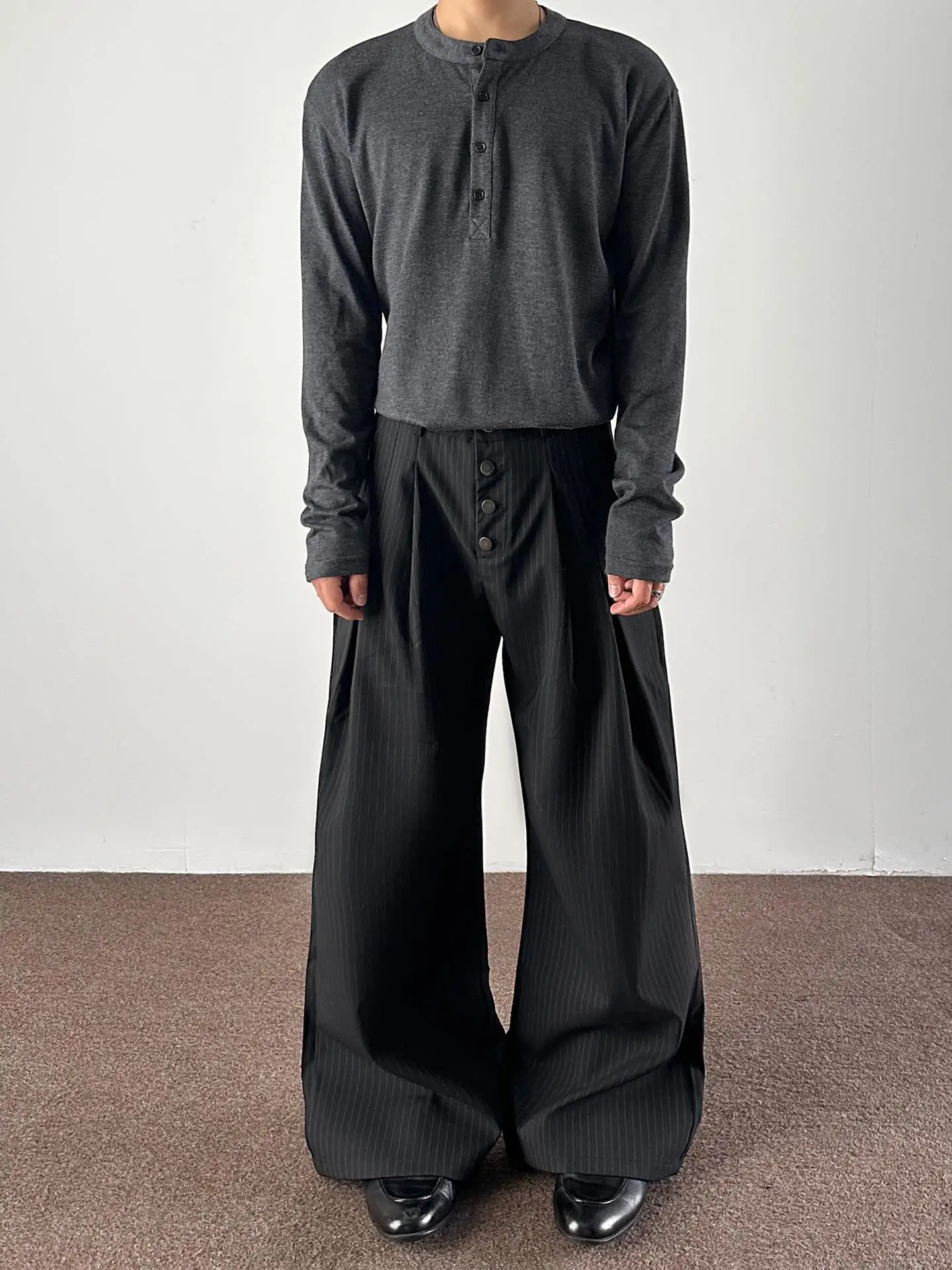 

Мужские повседневные брюки в американском ретро-стиле с полосками, плиссированные, свободного кроя, широкие, длинные, модные, CleanFit