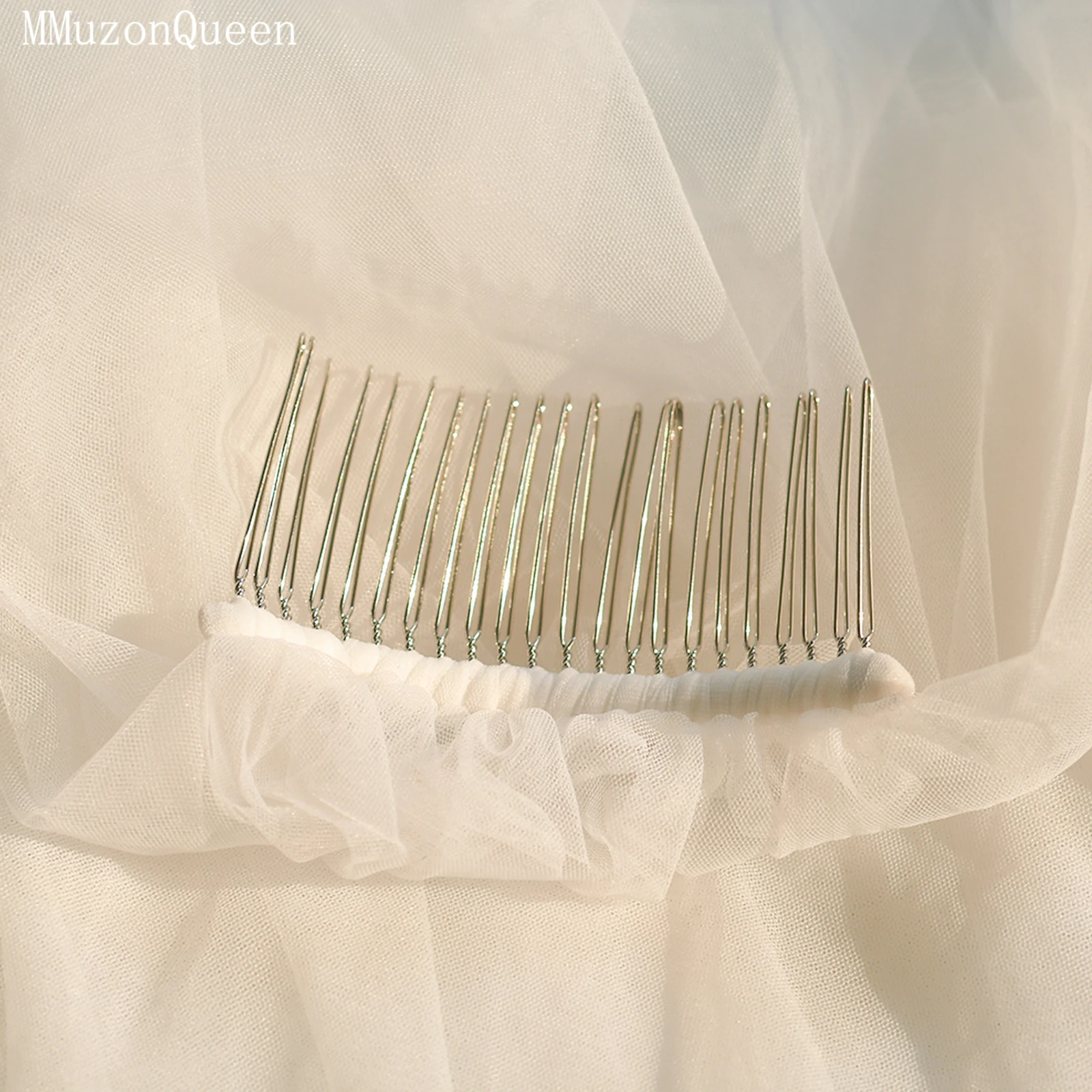 TOPQUEEN V97 حجاب الزفاف 2-Layer الشريط حافة طرحة الزفاف مع مسحوق أحمر الخدود اكسسوارات الزفاف الحجاب الطويل للتخصيص