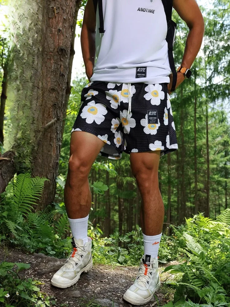 

Модные американские кроссовки для фитнеса Qui Dry Running Training, спортивные брюки с сетчатыми глазами, футболка с четырьмя раздельными коленами, прямая трубка