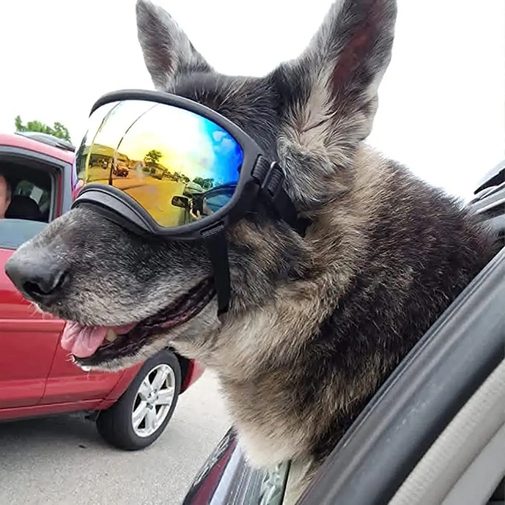 Dog Sunglasses For Medium Large Dogs Uv Protection Windproof Goggles With Adjustable Strap Eyes Protection Skiing Tactical Cap