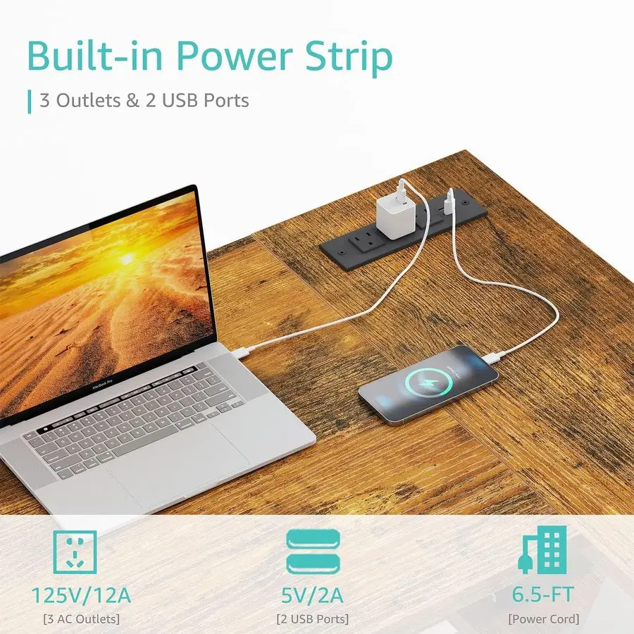 Small L Shaped Desk with Power Outlet Shelves, 40 Inch Reversible Corner Desk for Small Space Home Office, LShaped Computer Desk