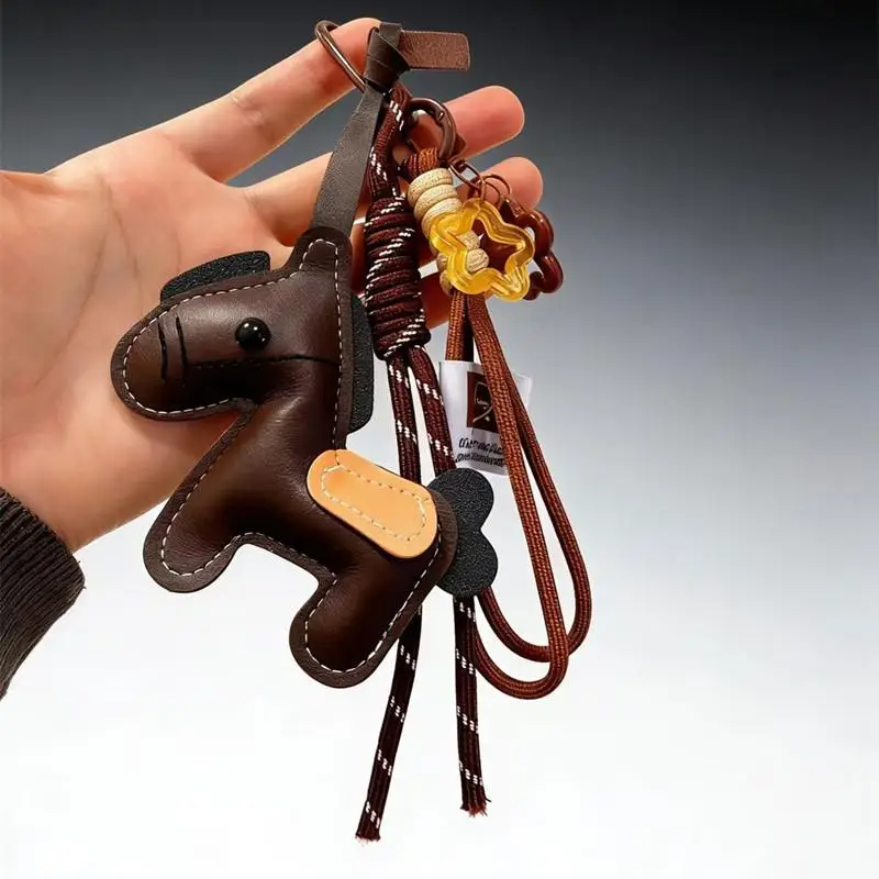 [YOUU] Llavero Colgante de Cuero Vintage Y2K con Diseño de Caballo, Mascota del Año del Caballo, Colgante Versátil para Llaves, Decoración para Colgar Llaves, Regalos de Año Nuevo