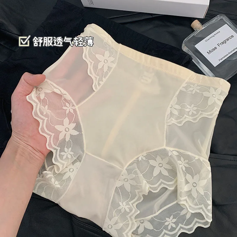 M-XL Women\'s Underwear Panty Sexy Lace Panties Plus Size High Waist Seamless Briefs Girls\' Ice Silk Underpants Female Lingerie