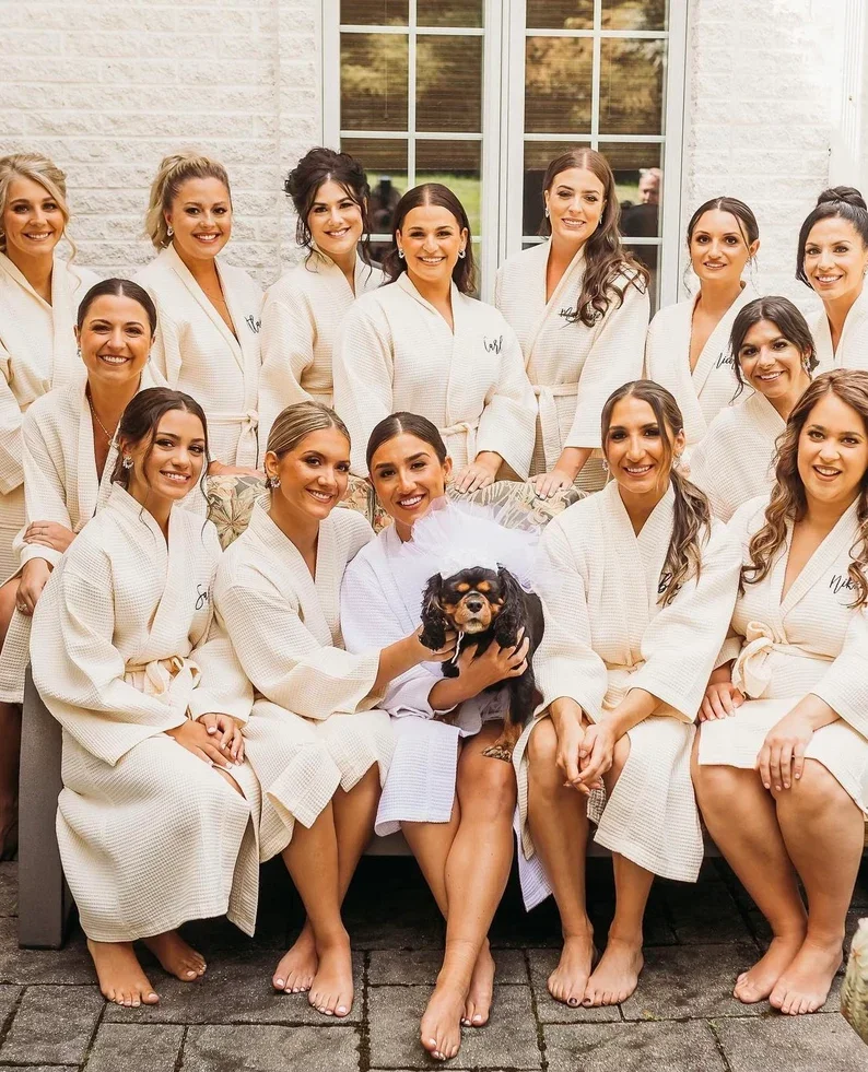 

Long Women's Monogrammed Waffle Robe | Personalized Spa Wedding Party | Bridesmaid Robe | Valentine's Day Gift | Luxurious Spa