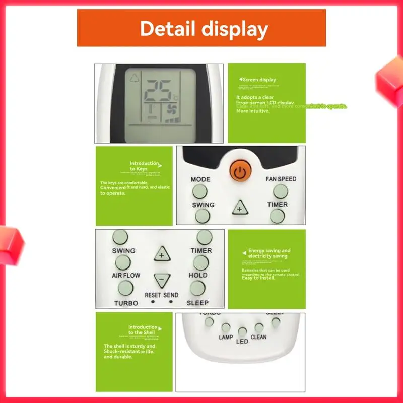【새 목록】ZH EZ-01 AC 교체 컨트롤러용 에어컨용 범용 리모콘