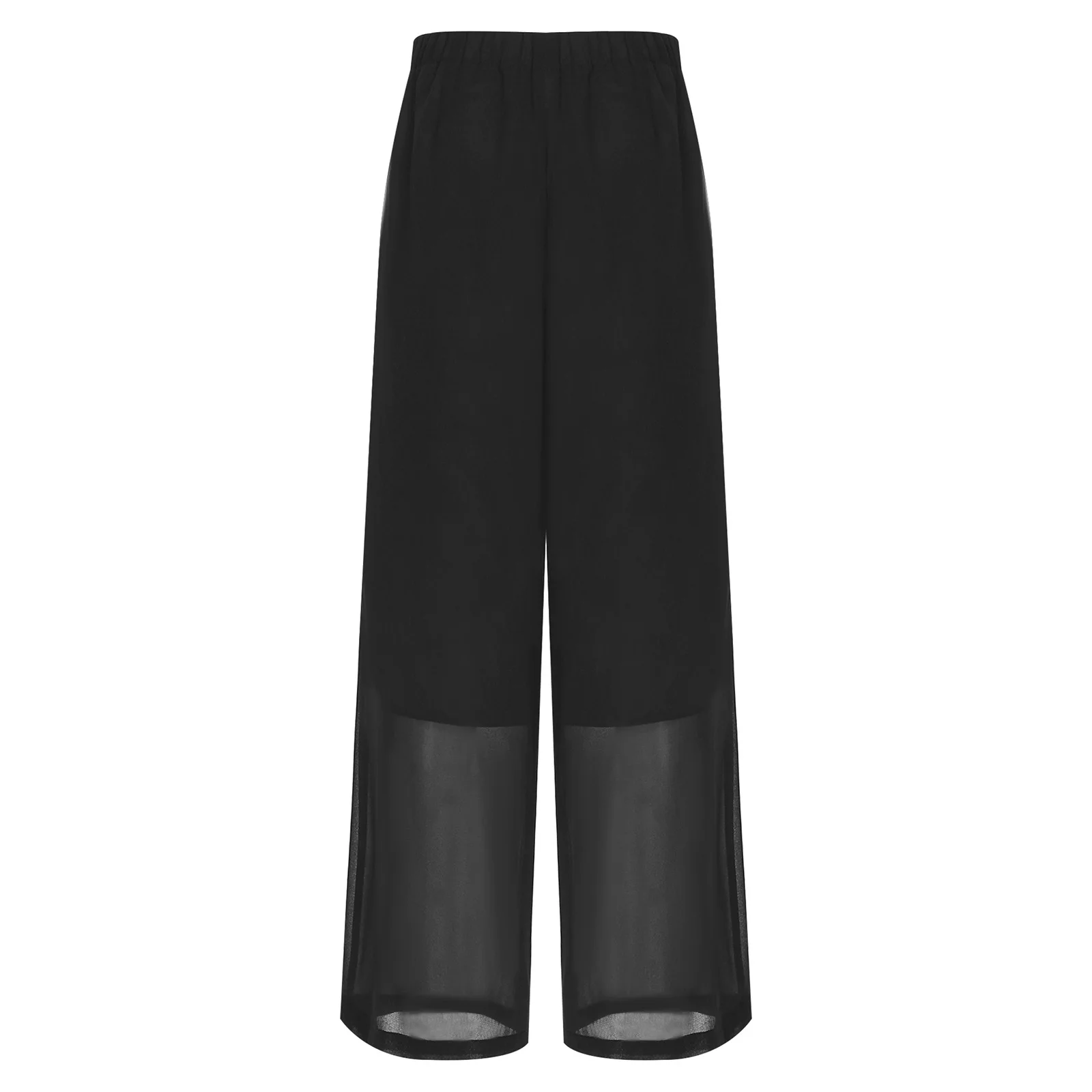 Coreia moda calças femininas elegante chiffon camada solta calças compridas casuais em linha reta escritório senhoras roupas calças de perna larga