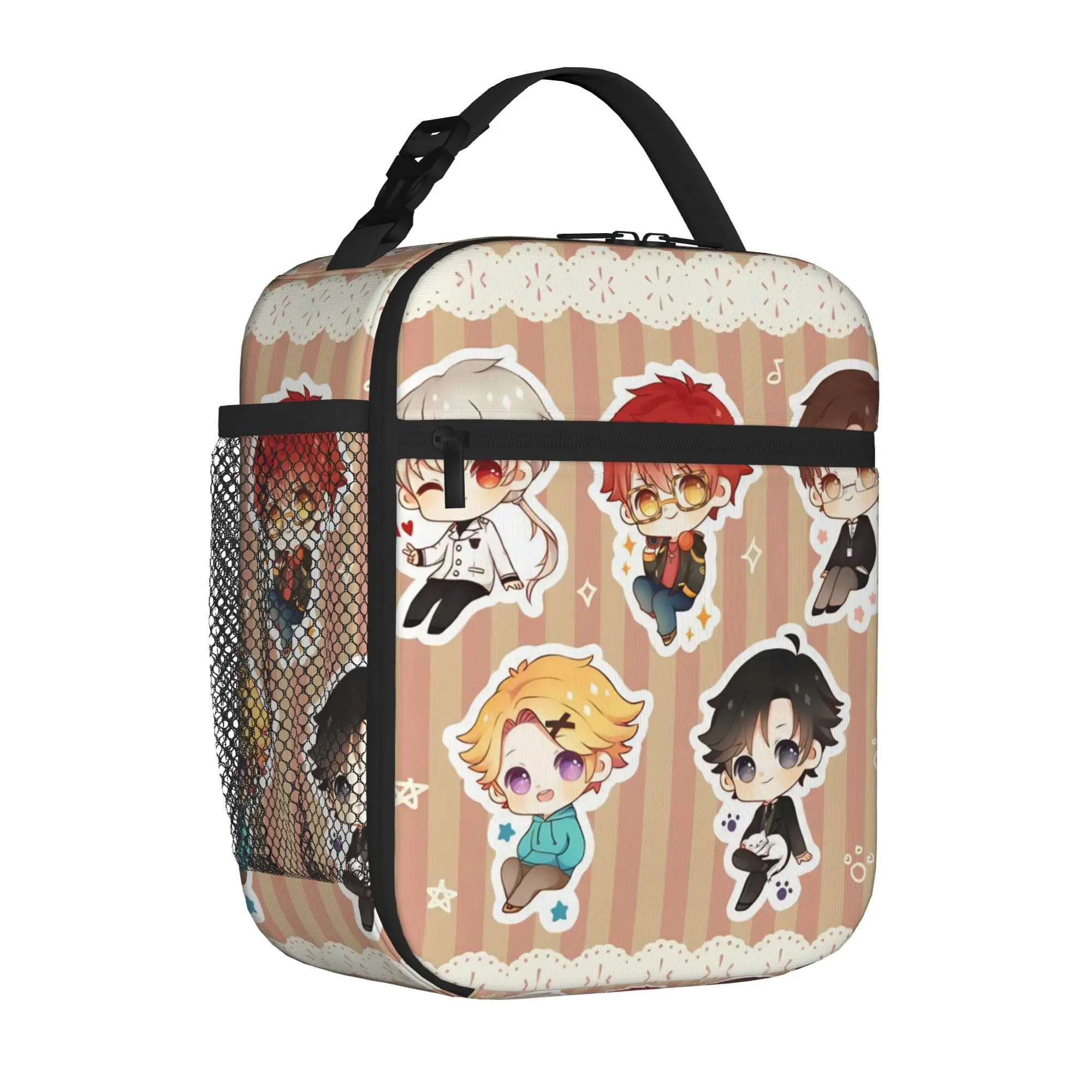 Mystic 707 Cartoon Messengers Tote Insulated Lunch Bag Zen Jumin Handheld Food Bags Reusable Cooler Thermal Washable Bento Box