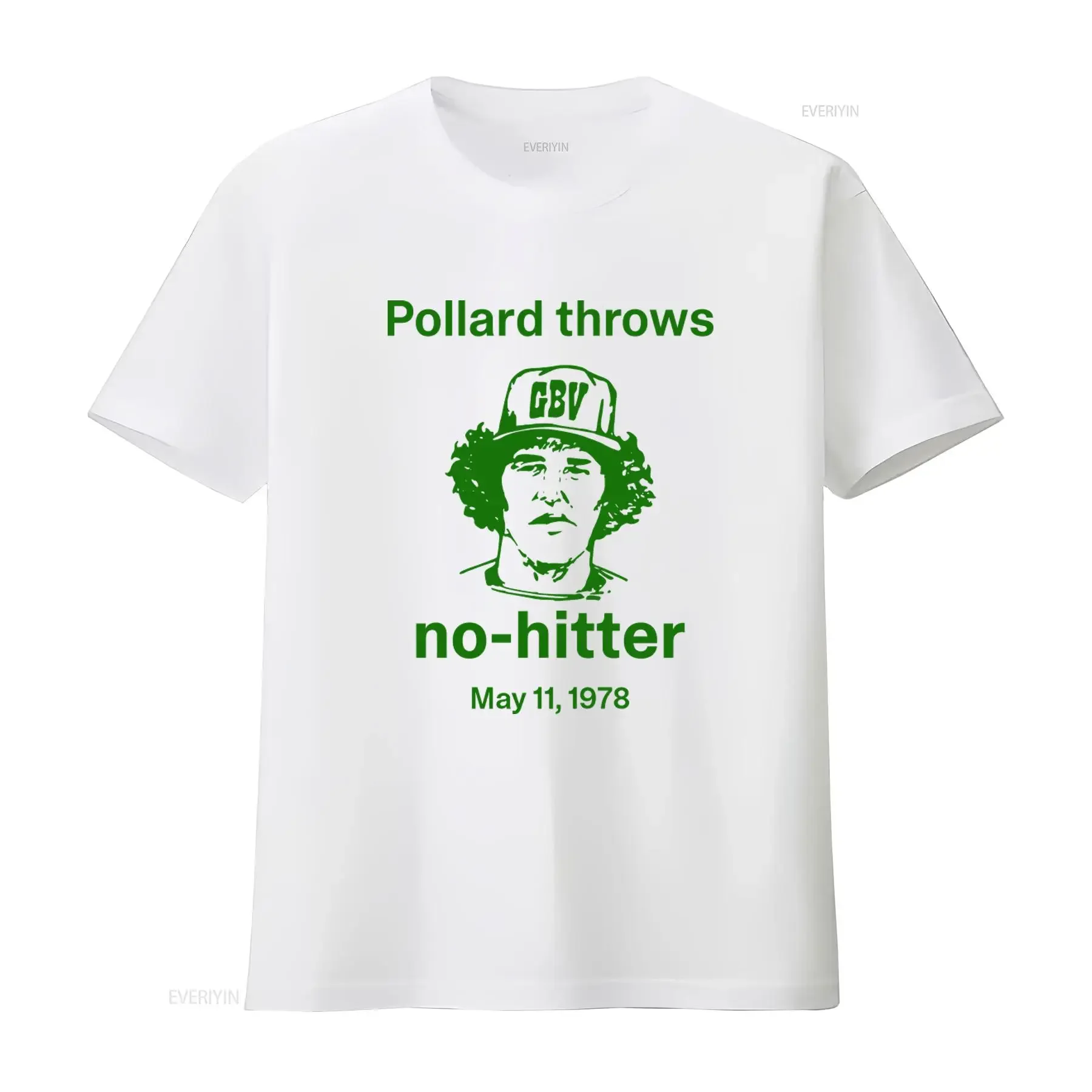 Vintage Style Pollard Throws No hitter T Shirt GBV Baseball Tribute vintage Washed Versatile Comfortable streetwear