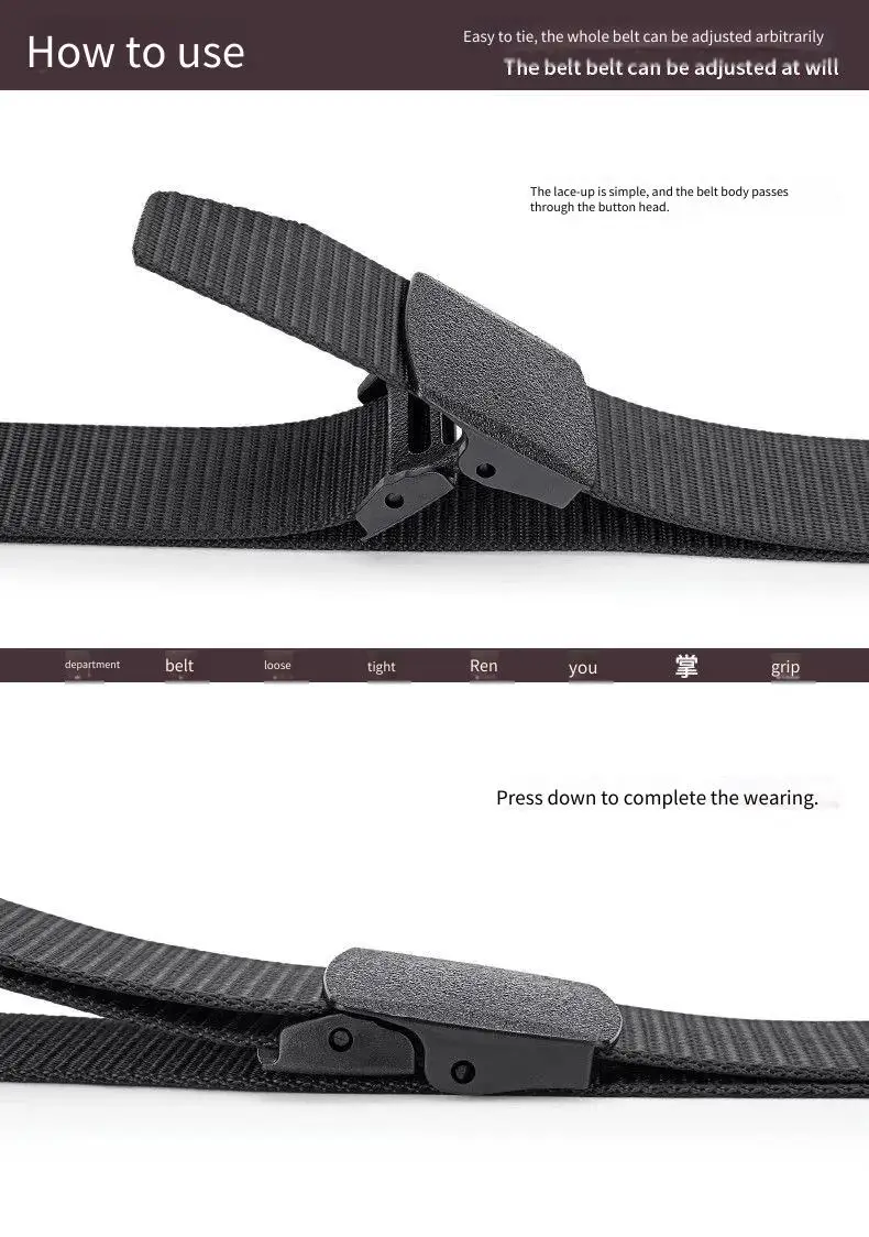 Hochwertiger Gürtel mit automatischer Schnalle für Herren, Canvas, taktischer Gürtel, schwarz, Arbeitskleidung, Freizeit, Outdoor, Militärtraining, Hosengürtel für Herren – Detail 14