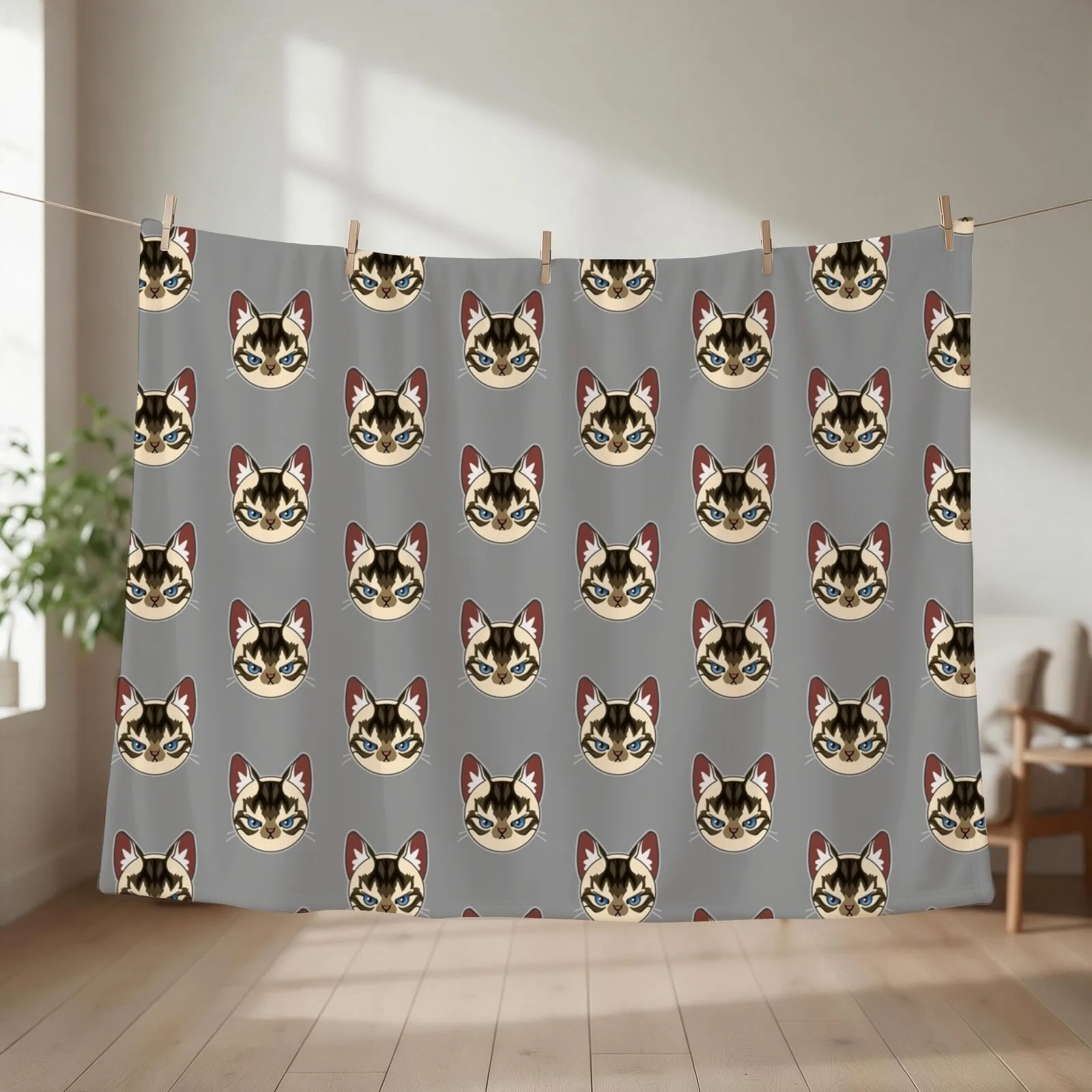 Lynx Point Siamese Throw Blanket couch cozy soft plush fuzzy picnic outdoor blanket