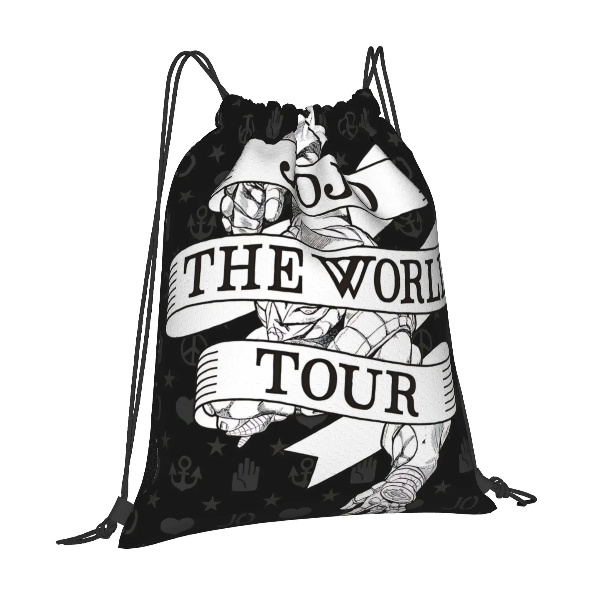 gym Pouch Jojo's Bizarre Adventure World  Drawstring Bags Gym Unisex Storage Organize Bundle Pocket Rope Bag