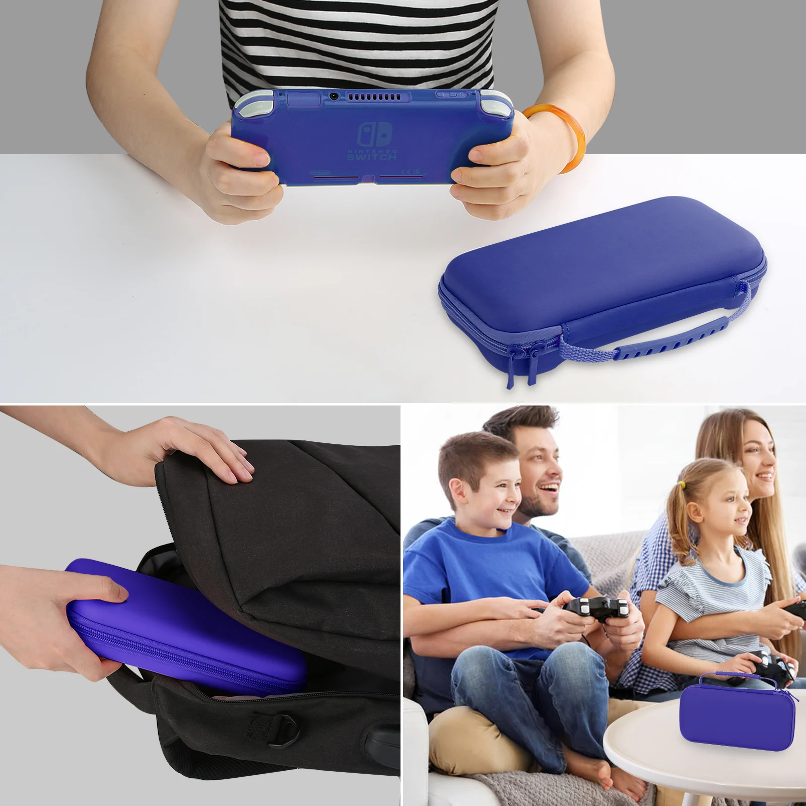 Heystop compatível com o caso de transporte do interruptor lite, caso do interruptor lite com tampões protetores macios do aperto do polegar do cartão 6 dos jogos da caixa de tpu