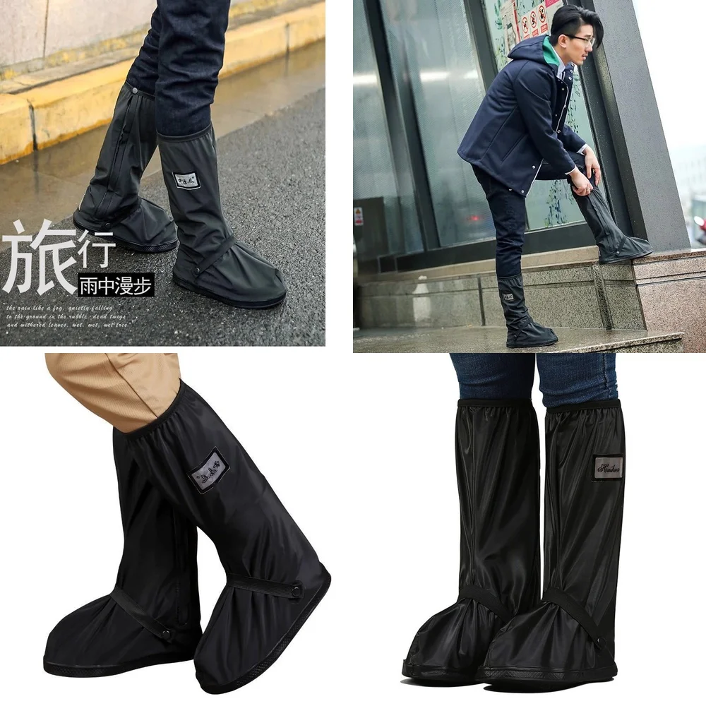 Men's PVC Rain Shoe Covers Upgraded Classic Outdoor Travel Tall Thickened Wear-Resistant Non-Slip Waterproof Overshoes