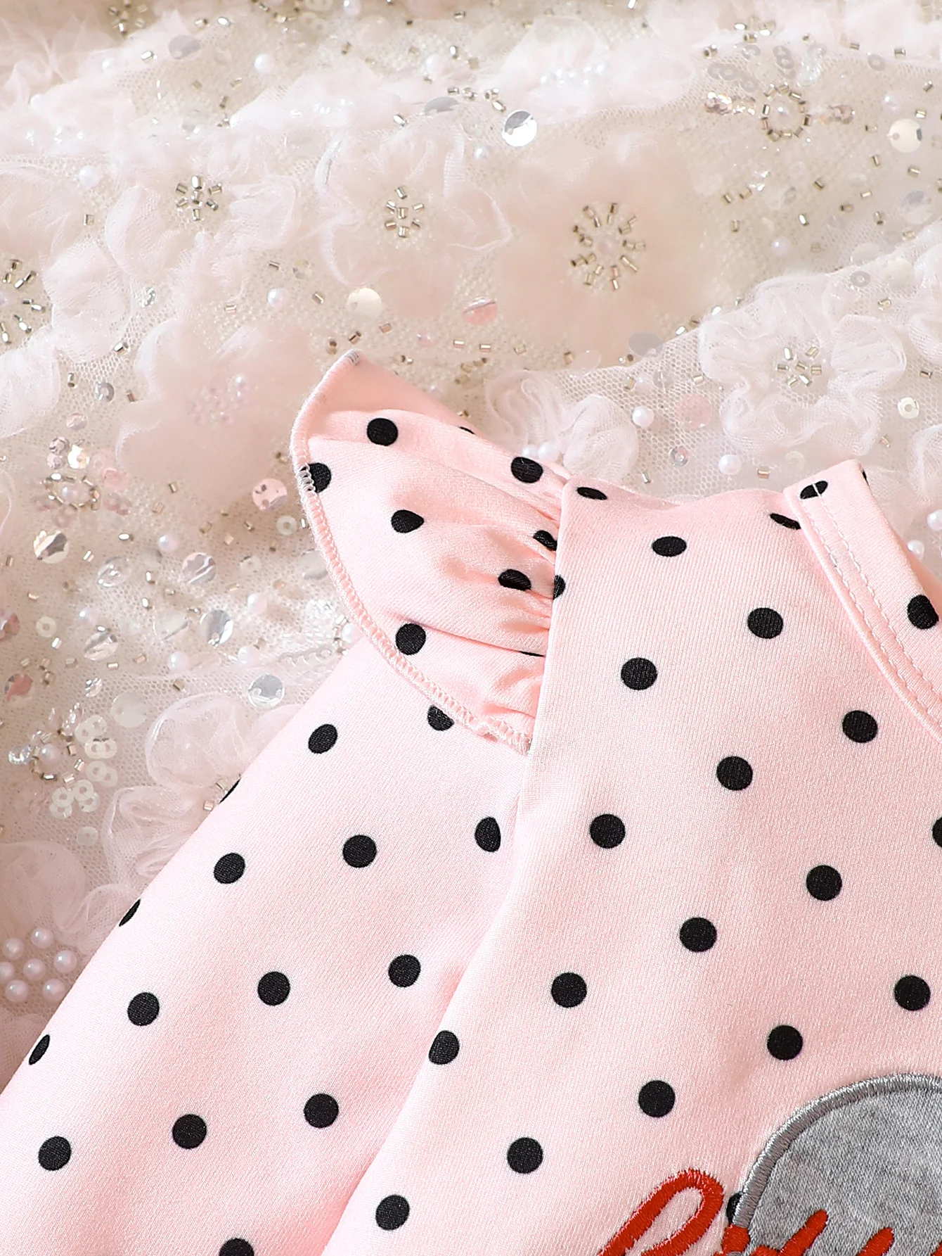 Early Spring Girls Set Round Neck Long Sleeve Letter Dot Heart White Swan Top Fashion Pants Foreign Style Infant Children