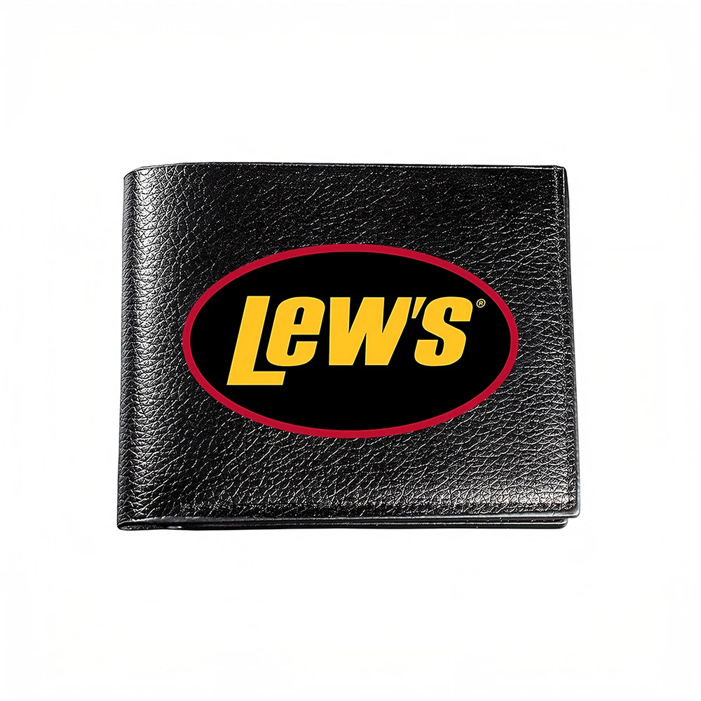 Lews Logo Black Wallet With Bold Yellow And Red Oval Design For Men Casual Business Fashion Style Card Holder