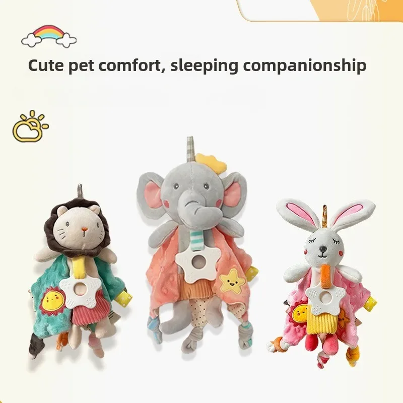 Cute Cartoon Animals Baby Soothing Towel 0-1 Years Old Infant Sleeping Doll Lion Elephant Rabbit Triangle Towel Plush Toys