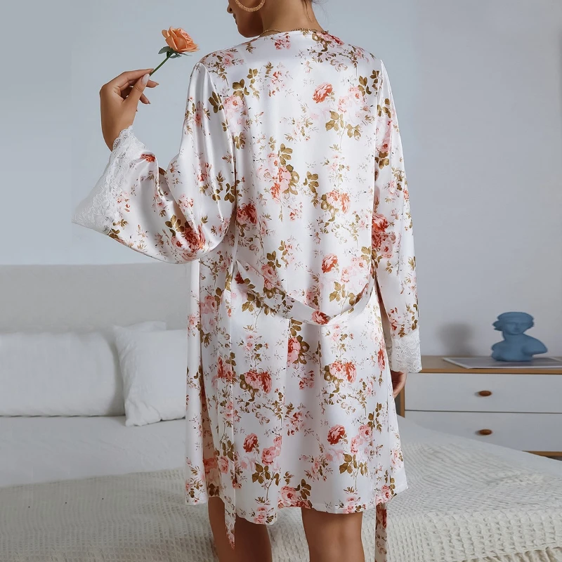 가을 여성용 잠옷, 섹시 레이스 가디건, 홈웨어, 목욕가운, 파자마, 인기 판매 상품