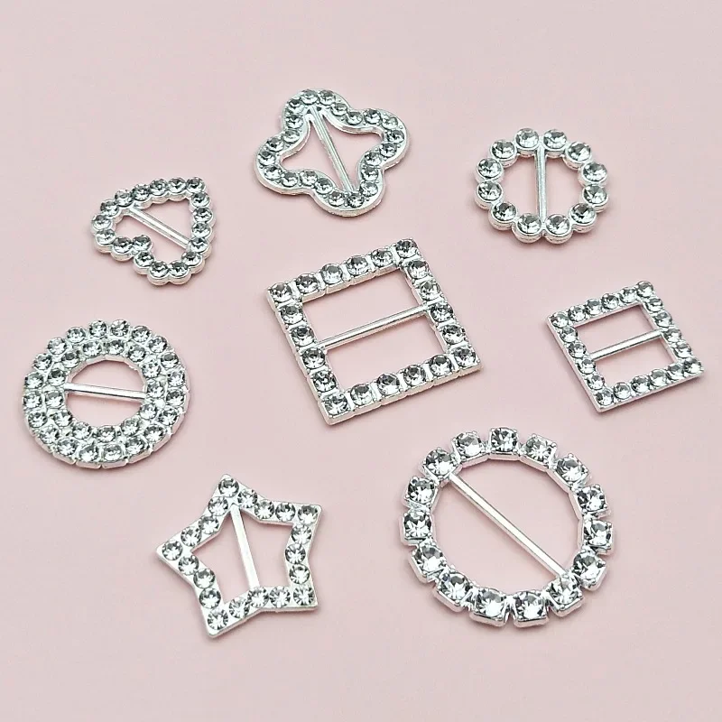 10Pcs/Set Various Rhinestone Buckle Wedding Invitation Decoration DIY Hair Accessories, Ribbon Wholesale