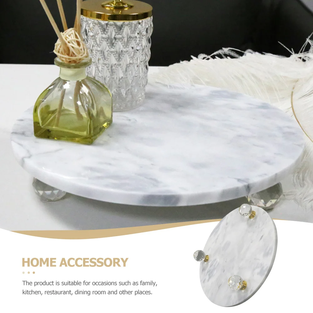Marble Tray Round Shaped Durable Creative Multifunctional Fruit and Snack Tray Decorative Home Stand Home Accessory