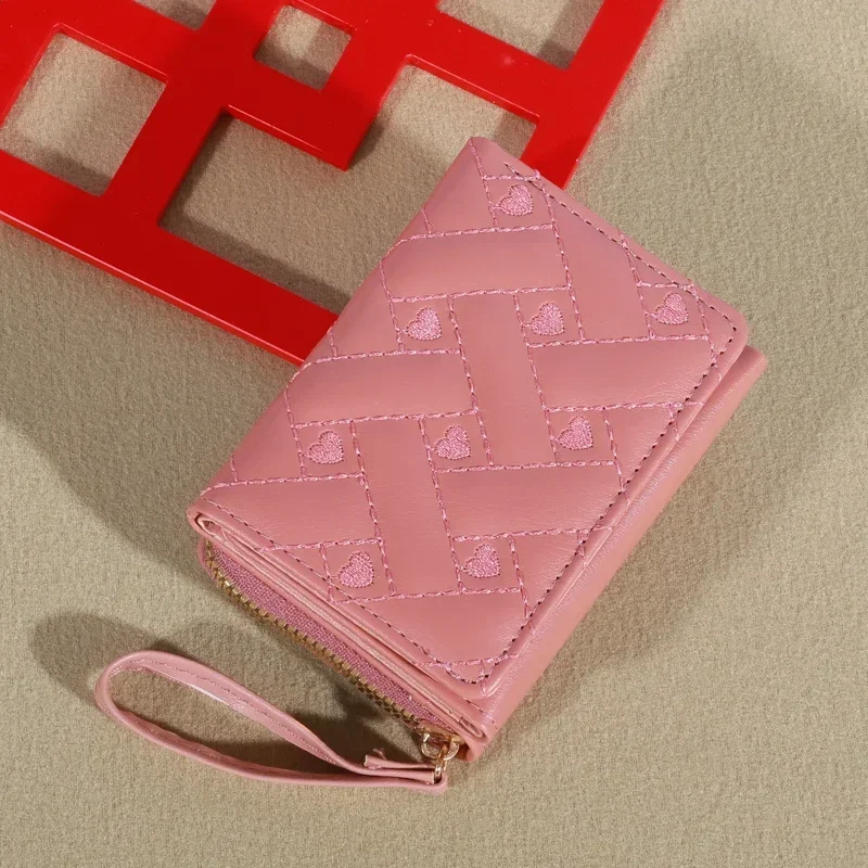 Portamonete Love ricamato alla moda da uomo 1 pezzo, porta carte a tre ante, portafoglio con slot multipli per carte