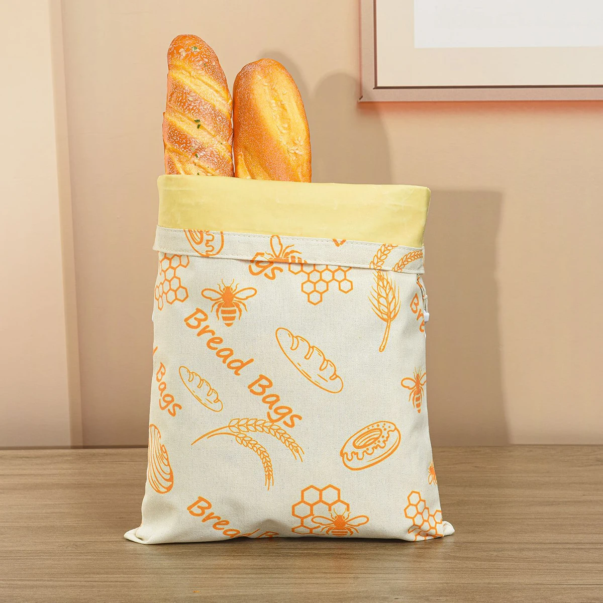 Beeswax Bread Bags Reusable Bread Bag Large Linen Cotton Food Storage Covers for Sourdough & Homemade Bread Freezer Safe