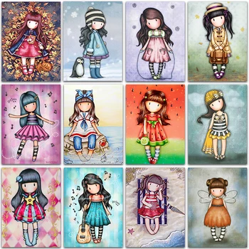 Kit de pintura de diamante 5D DIY, niña de dibujos animados, princesa, elfos, Ángel, mosaico redondo y cuadrado completo, bordado, punto de cruz, pintura para decoración del hogar