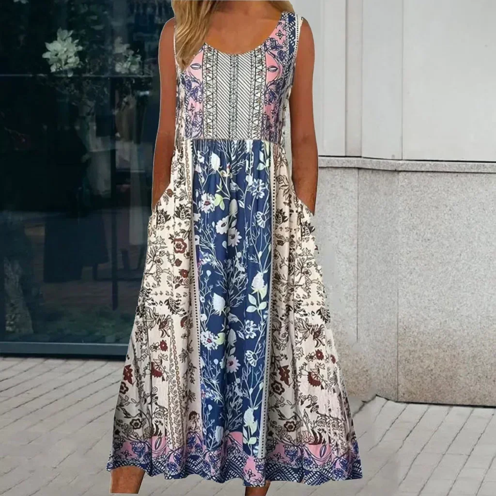 Nouvelle robe printemps et été Europe, Amérique, Amazon avec imprimé ethnique – Style Boho décontracté pour femmes