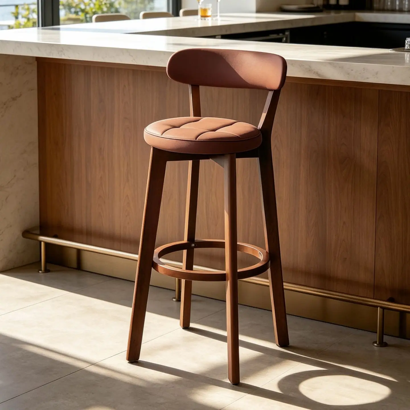 Country Style Furniture, Solid Wood Bar Chair With Cushion & Dining Table, Ex Factory Price For Cafe, Home, Restaurant & Kitchen