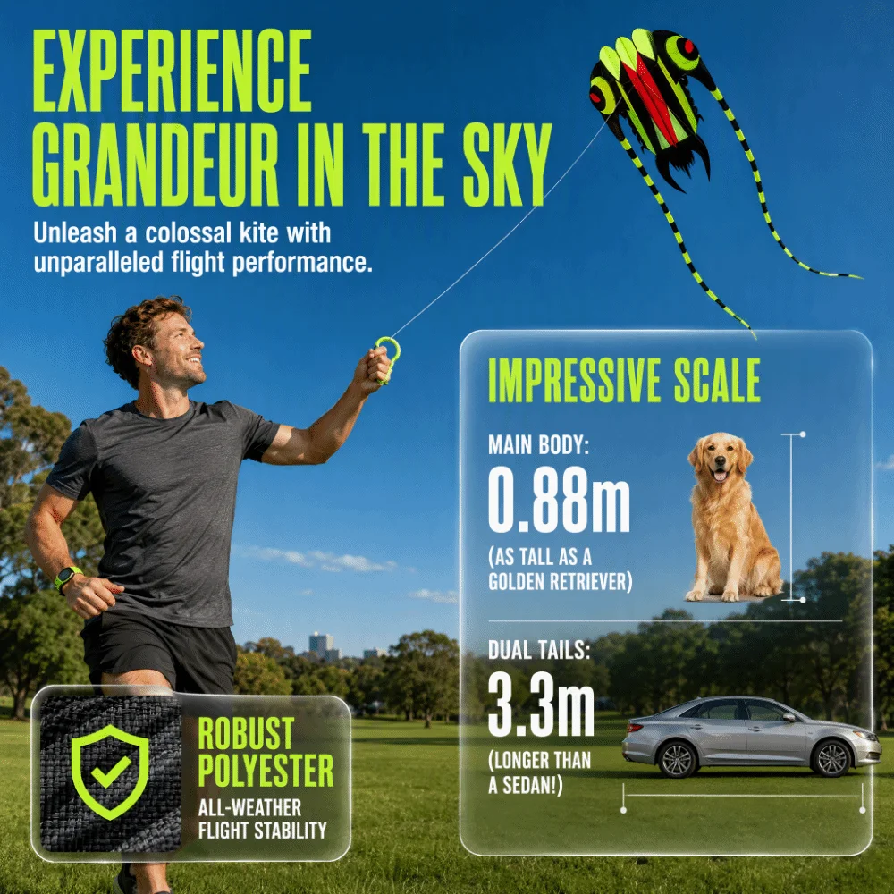 Foldable 30m String 3D Kite Soft Fabric 3D Design Parafoil Kite Lightweight Structure Frameless Kite Beach Park