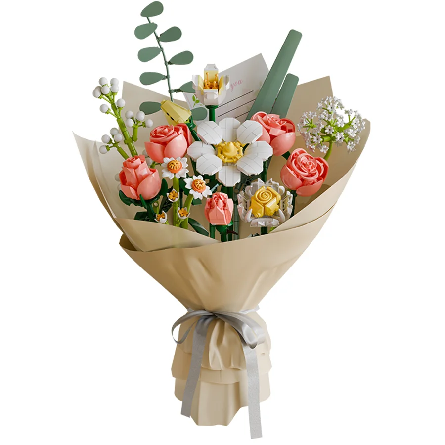 Fleurs de blocs de construction, fleurs de blocs de construction réalistes. La série Life Flower de fleurs de blocs de construction. Cadeaux de Noël, fes