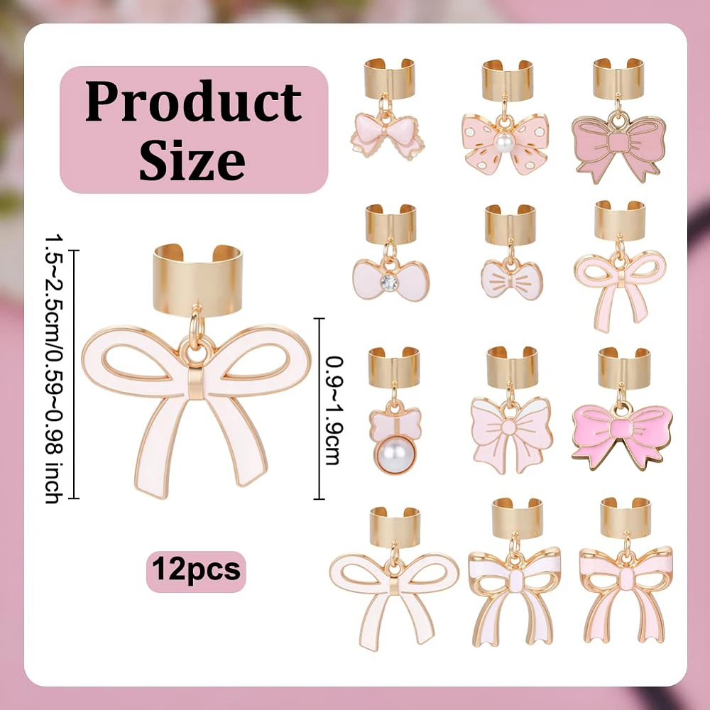 12Pcs Pink Bowknot Stethoscope Charms 0.6~1 Inch Alloy Enamel Stethoscopes Pendant Stethoscope ID Name Tag Charms Stethoscopes