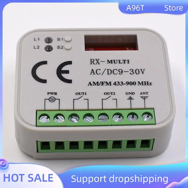 

A96T 5X Universal Garage Door Remote Control Receiver 2CH Controller Switch For Transmitter RX 433-900Mhz White