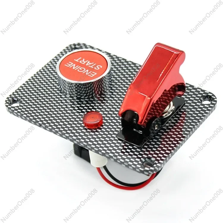 Carbon fiber pattern panel Two sets of toggle switch panels, red aviation cover, ignition switch, with light, one-button start