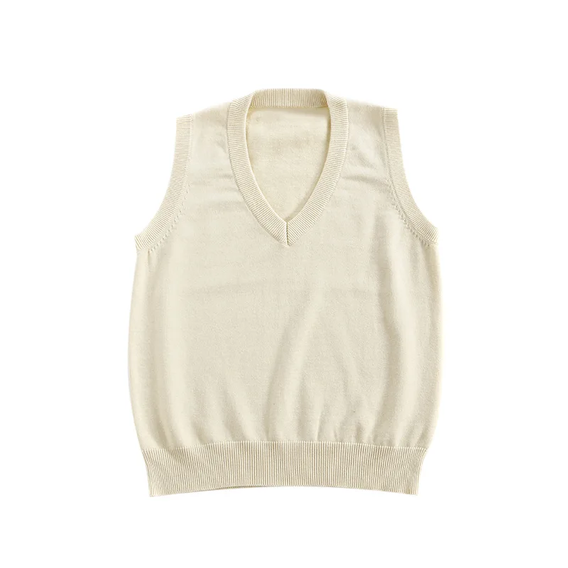 

Sleeveless V-Neck Sweater Vest Women 2025 Korean Fashion Knitwear Spring Autumn Solid Color All-match Pullovers Waistcoats Tops