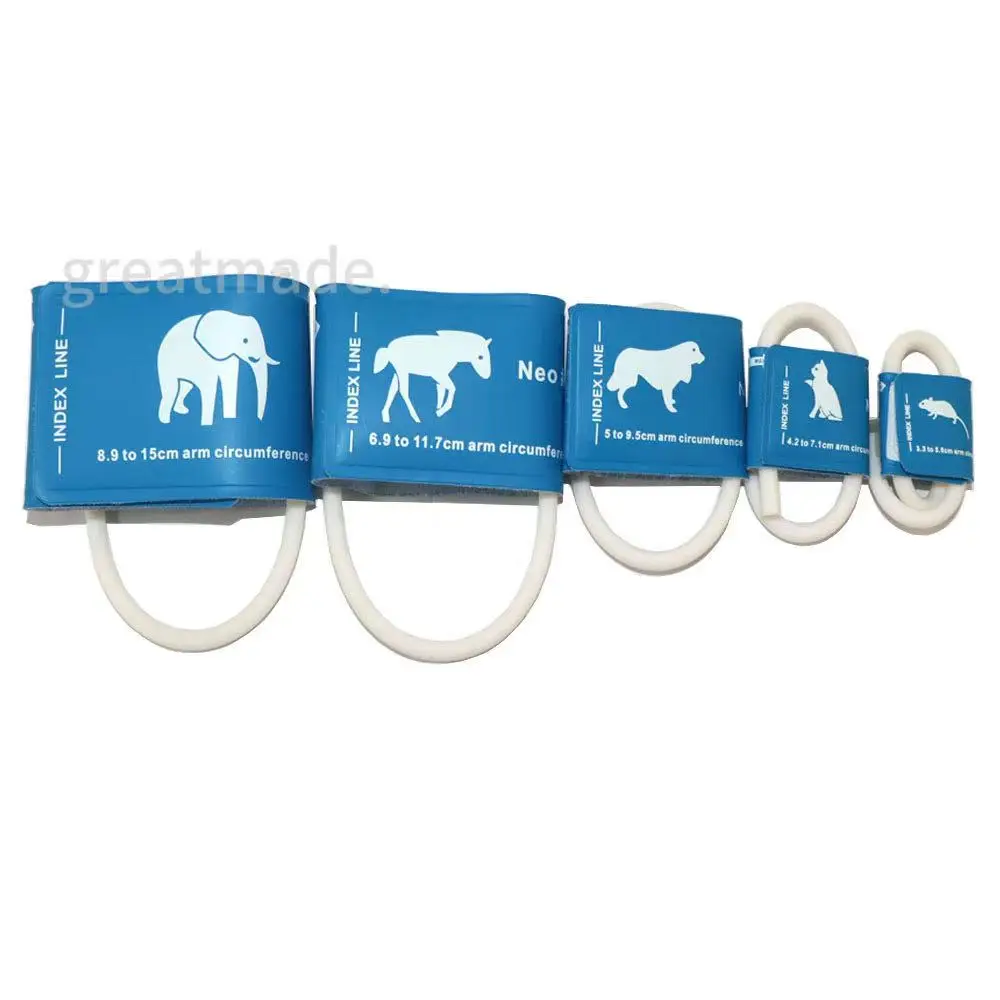 Animal Printed Blue Single Tube Disposable BP Cuff Disposable NIBP Blood Pressure Cuff Veterinary Animal Hospital Accessory