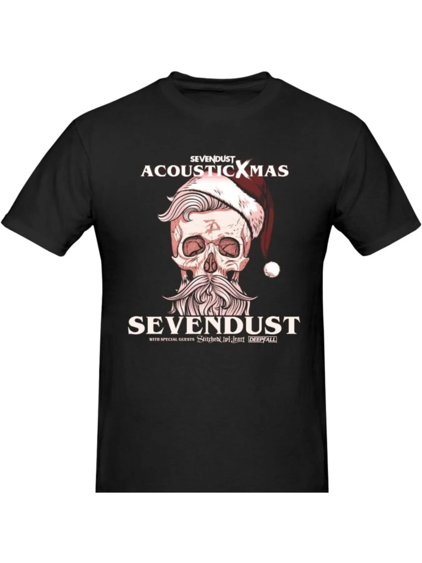 Skeleton Christmas Print T-shirt, Trendy Cotton Tops Short Sleeve, Street Style Short Sleeve Tee, Comfort Fit Men's Tee, Crew Ne