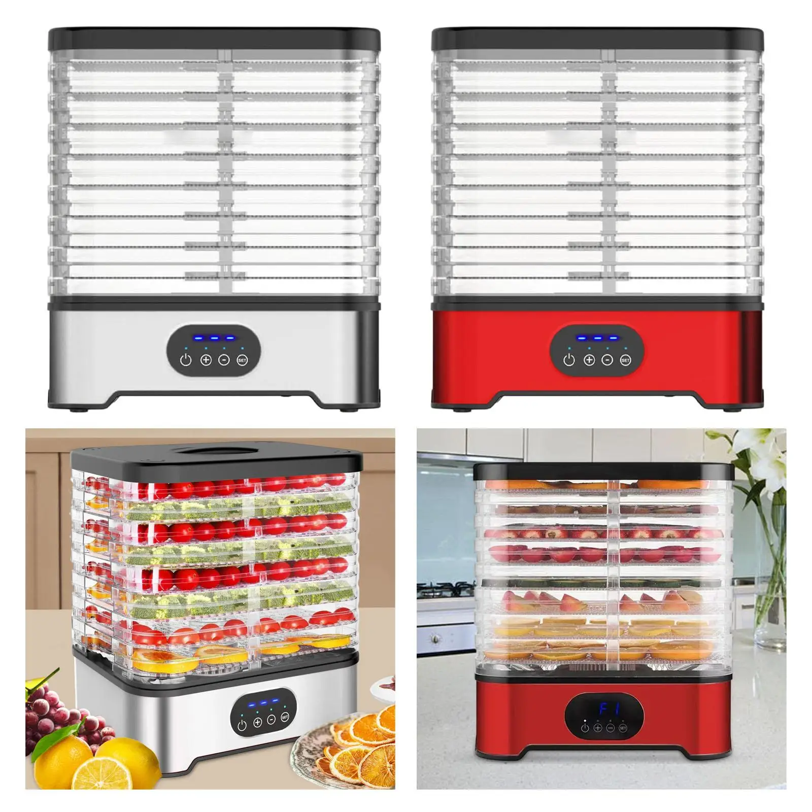Food Dehydrator Adjustable Includes Recipe Book Quiet Electric Dryer Food Dehydration Machine 8 Trays for Pet Treats Vegetables