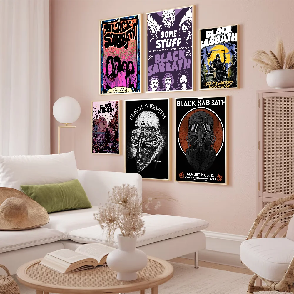 

Группа B-Black S-Sabbath, печать плакатов, стикер на стену, спальня, гостиная, домашняя комната, офис, украшение, живопись, самоклеящаяся