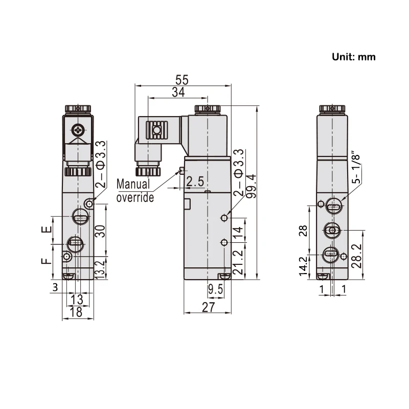 Pneumatisches Steuermagnetventil 5-Wege 2-Positionen 5-Wege 3-Positionen 10 Stück 4V-Serie 220/210/230/330/310 Spule 220V/24V/110V/12V – Detail 5