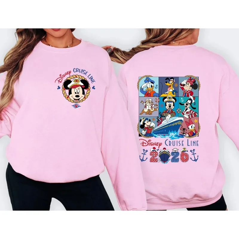 Disney Mickey and Friends Kreuzfahrtfamilie Rundhals-Hoodie, Disney Family Travel Shirt Kreuzfahrt-Geburtstagsshirt, Kreuzfahrt-Team-T-Shirt