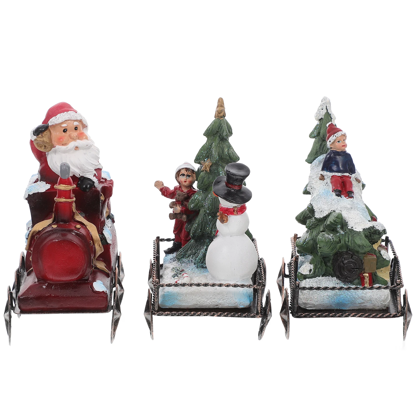 

3pcs Resin Tabletop Train Christmas Resin Christmas Party Supplies Train Set Craft Gift Home Office Holiday Props
