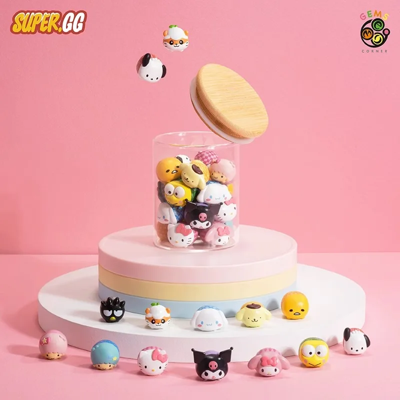 Anime Kawaii Blind Box Authentic Supergg Sanrio Mini Particle Blind Bag Cool Lomi Pacha Dog Ti Big Ear Dog Doll Gift For Kids