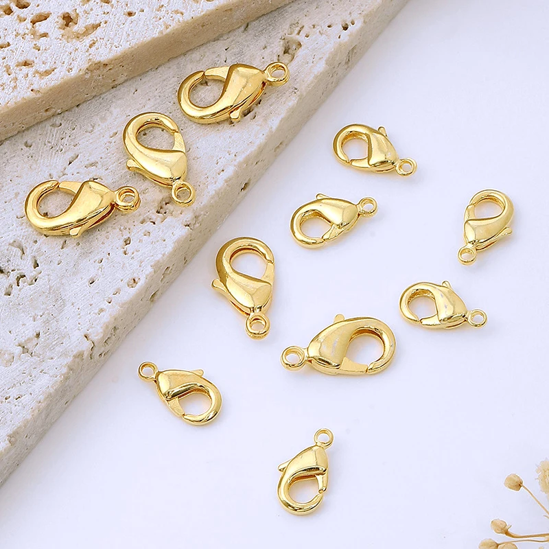 20PCS 18K Gold Plated Lobster Clasps 10/12/14mm Copper Lobster Claw Clasps Bulk for Jewelry Making DIY Necklace Bracelet