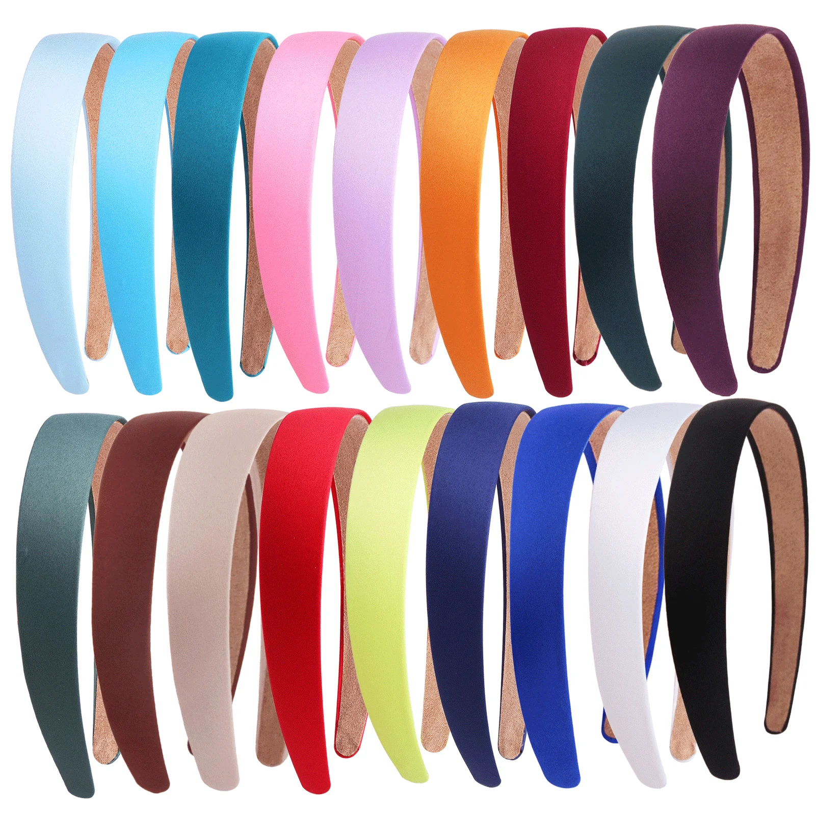 Diademas de satén de 3cm/1,18 pulgadas, diadema ancha antideslizante para mujer, diademas coloridas, cómodas y duras para manualidades DIY