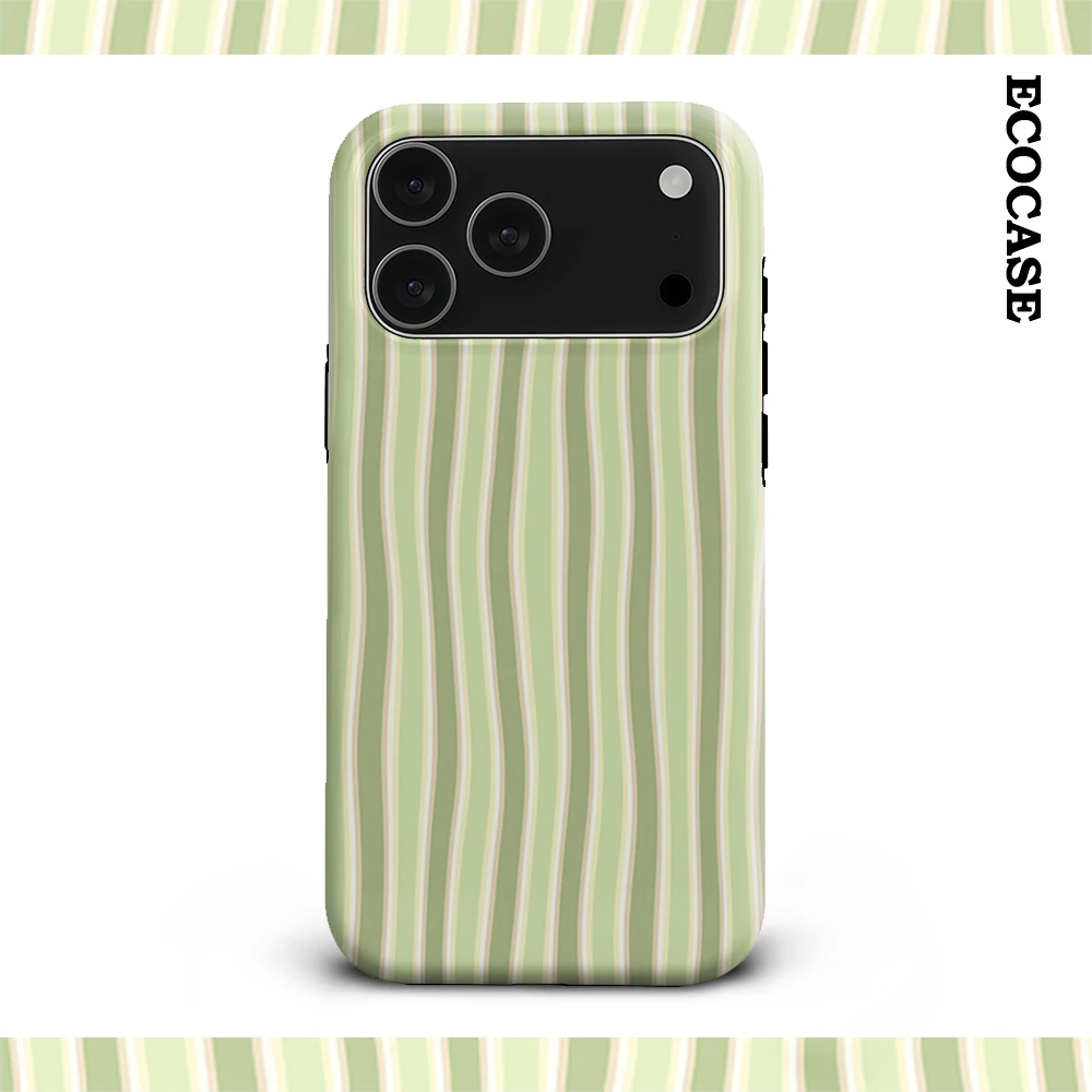 Grüne gewellte Streifen IPhone 17 Must-Haves Handyhülle für IPhone 17 16 15 14 13 12 11 Pro Max Plus Doppelschichtige Rückseite