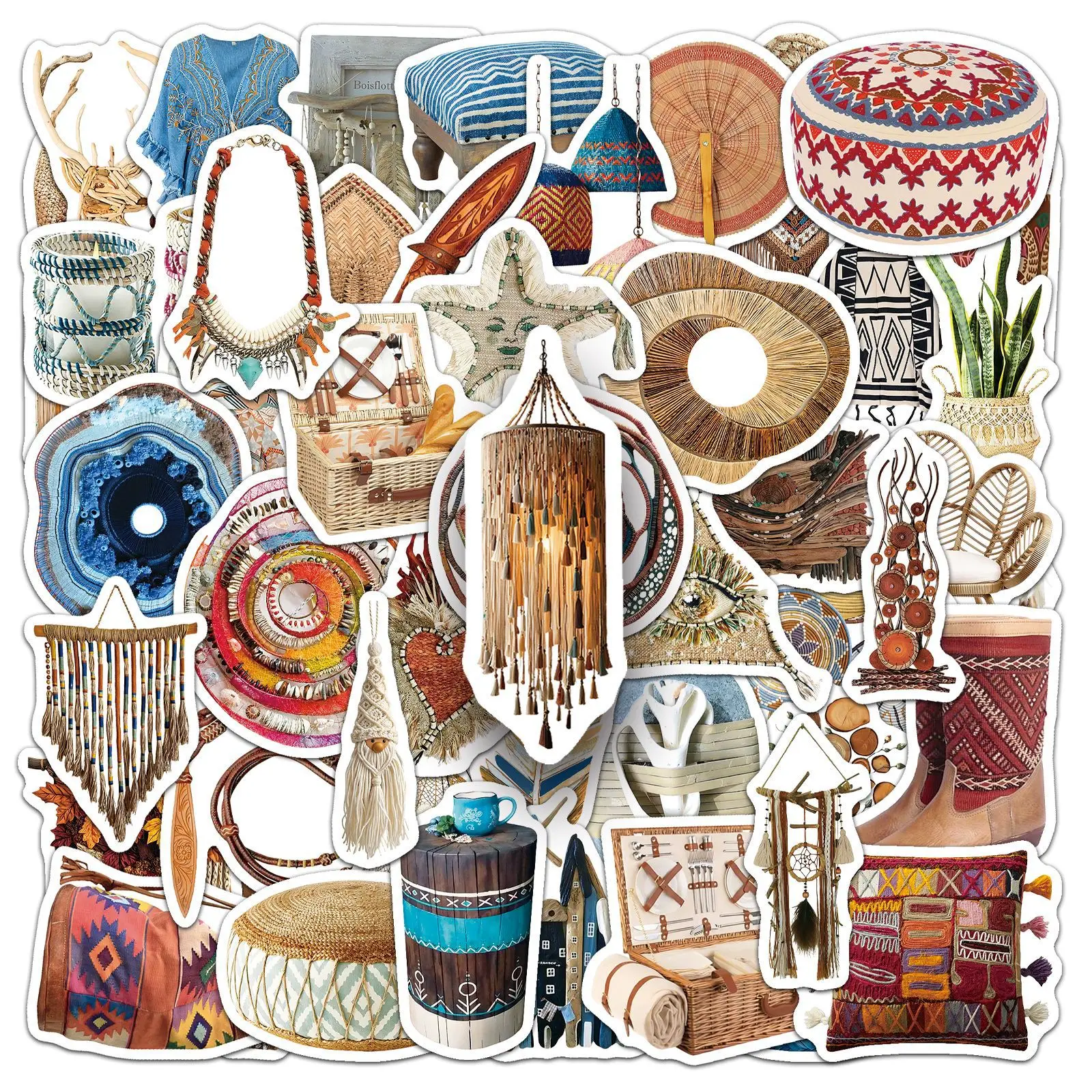 

10/50PCS Bohemian Ins Style Graffiti stickers Vintage Woven Objects Sticker for Computer Notebook Stationery DIY Toys Secret